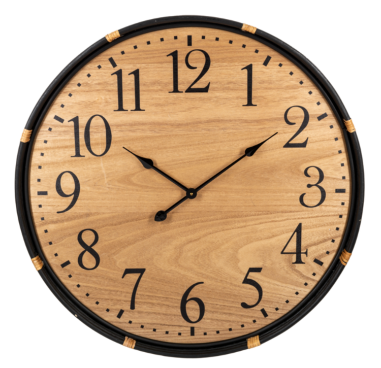 Horloge en métal et bois naturel