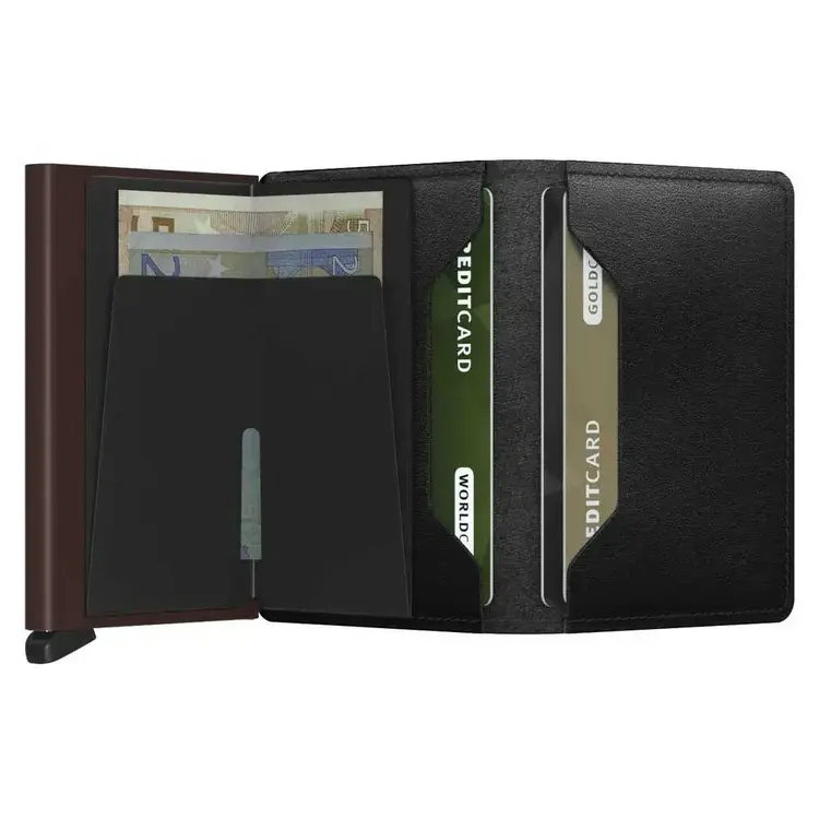 Portefeuille mince original noir/brun