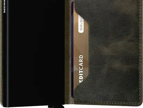 Portefeuille mince Vintage Olive/Noir