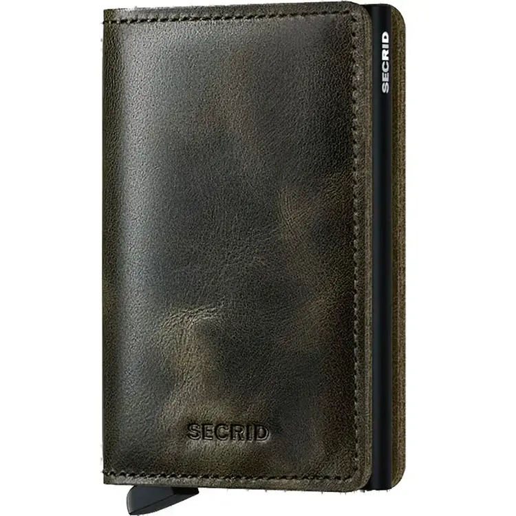 Portefeuille mince Vintage Olive/Noir