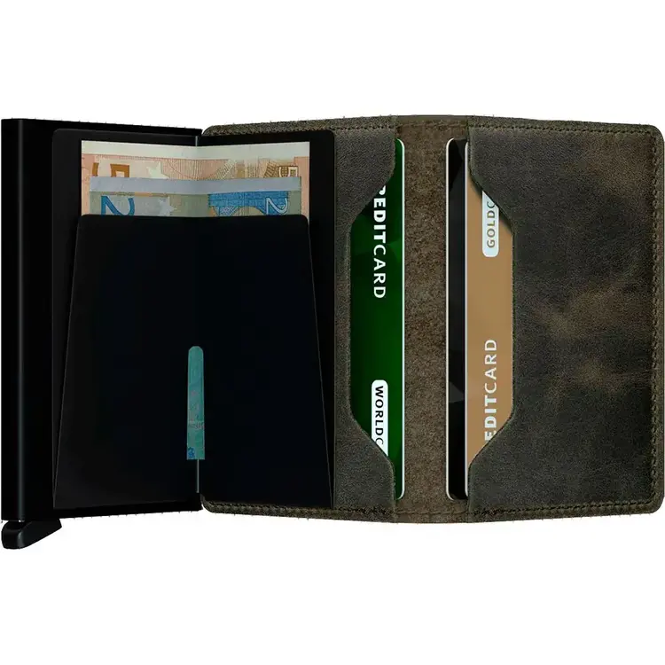 Portefeuille mince Vintage Olive/Noir