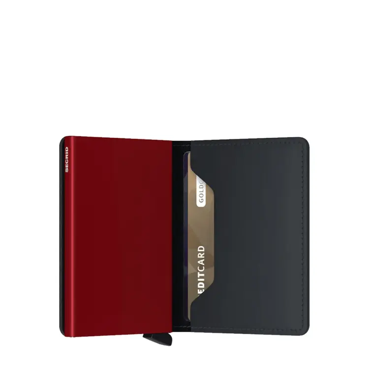 Portefeuille mince Noir/Rouge Mat