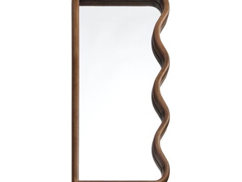 Miroir ondulé en bois brun foncé