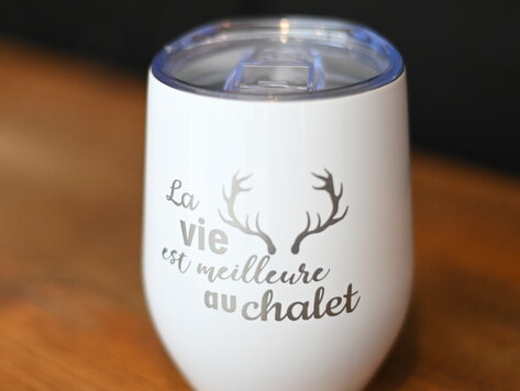 Verre à vin isotherme blanc- La vie au chalet