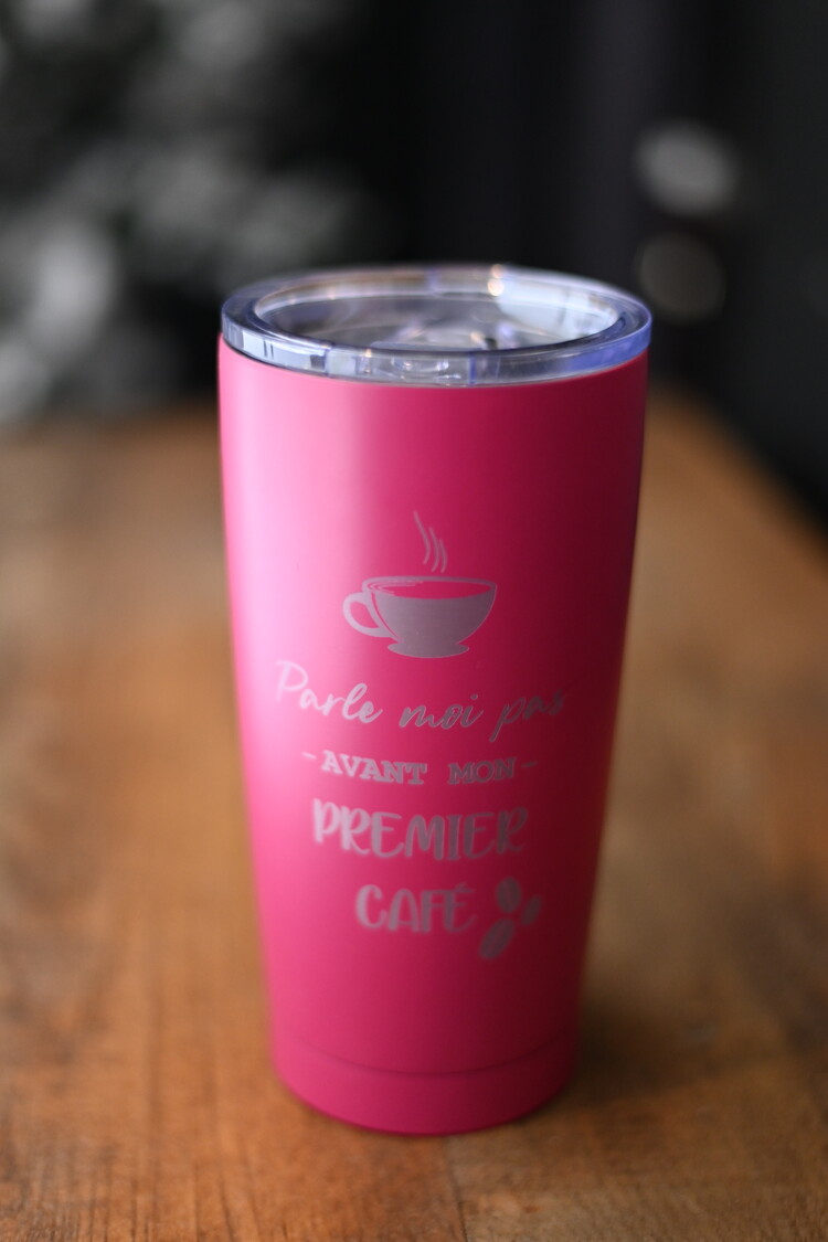 Tumbler isotherme rose - Parle-moi pas