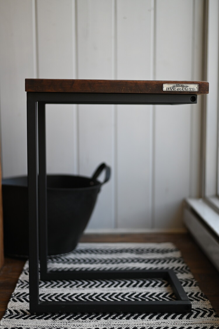 Table de bout en métal et bois (pin) - Couleur Provincial