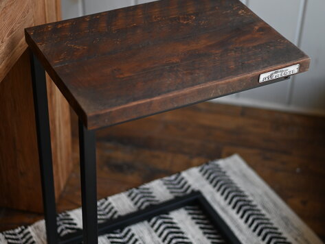 Table de bout en métal et bois (pin) - Couleur Provincial