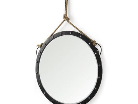 Miroir rond en métal avec corde