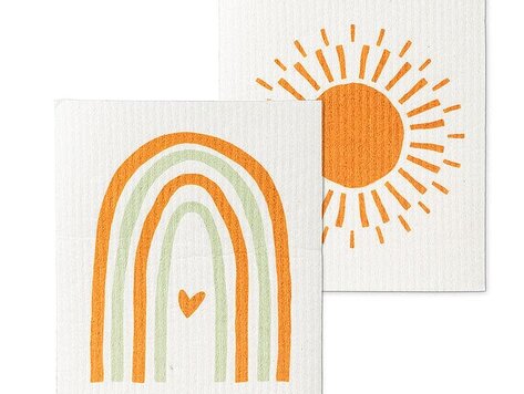 Lavettes Suédoises Arc-en-ciel et Soleil ens/2