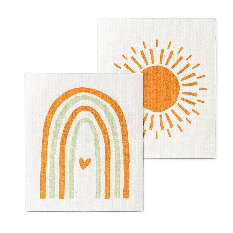 Lavettes Suédoises Arc-en-ciel et Soleil ens/2