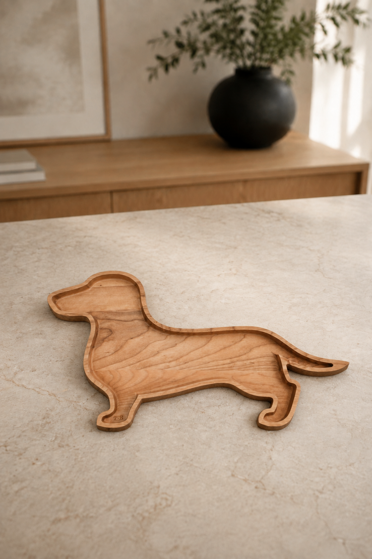 Plateau en bois Chien Saucisse