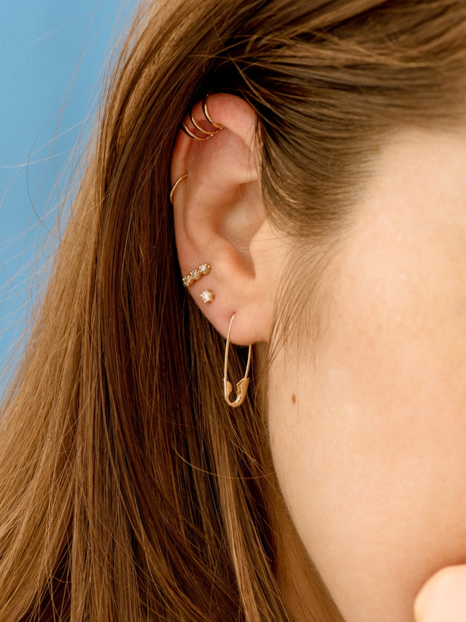 Loren Stewart - Women's Safety Pin Earring - Black - Metal