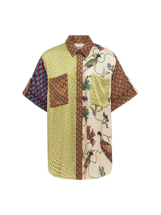 Farm Rio Seashell Tapestry Shirt Teal / S