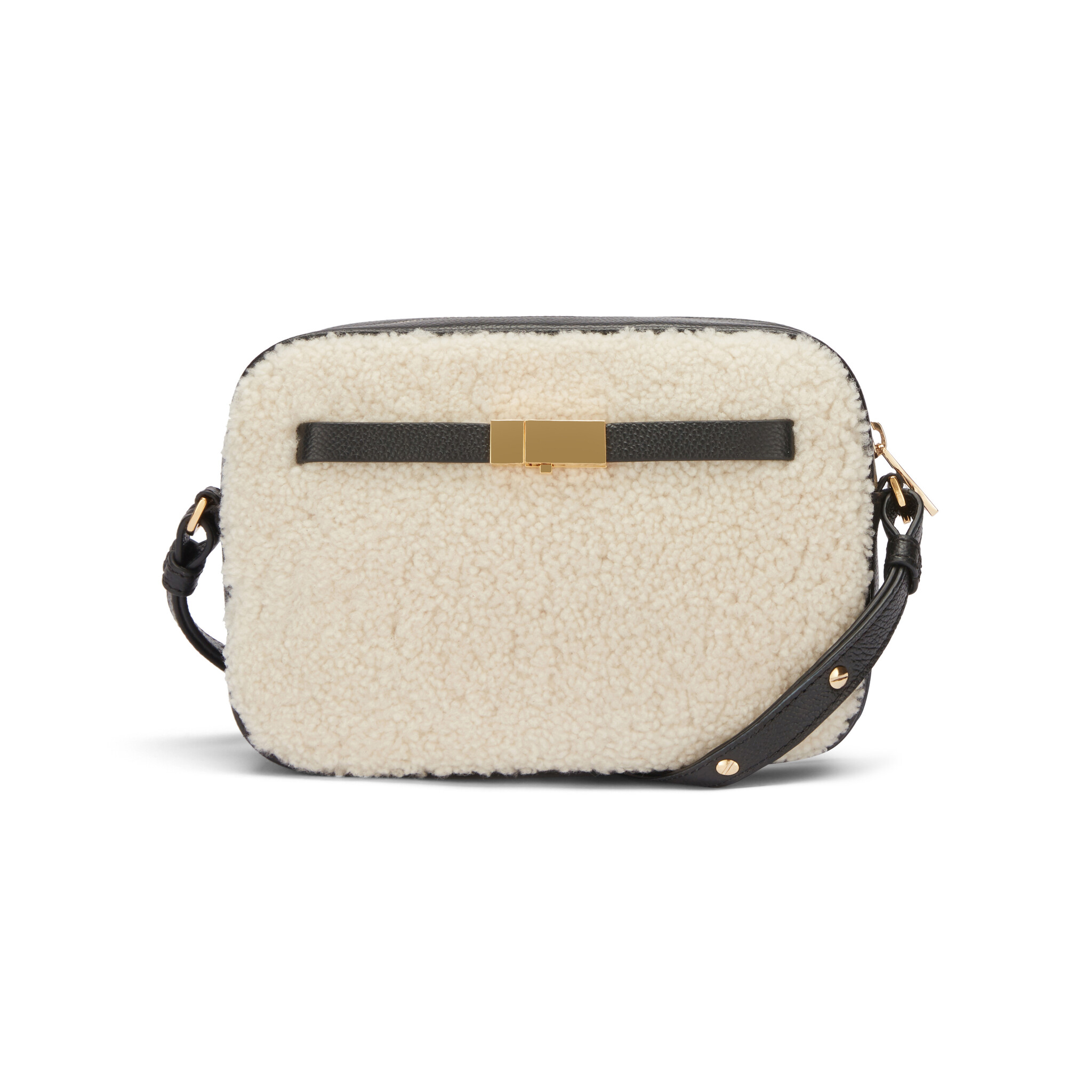 Demellier | The New York Crossbody in Off-White Small Grain | Leather Crossbody Bag