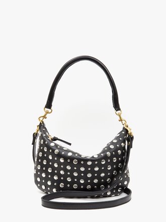 Clare V. Petit Moyen Messenger Bag in Black Woven Checker