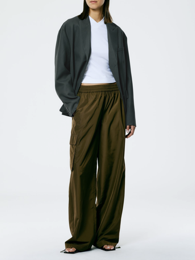 Marine Melange Pleated Tailored Pants in Tropical Poly Wool