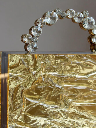L'AFSHAR LEON GOLD MIRROR CRUSHED ICE W/CRYSTAL HANDLE L'AFSHAR LEON GOLD MIRROR CRUSHED ICE W/CRYSTAL HANDLE