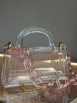 L'AFSHAR EVA BLUSH W/LUCITE PINK CHAIN L'AFSHAR EVA BLUSH W/LUCITE PINK CHAIN