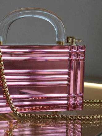 L'AFSHAR LEON VITTORIA PINK MIRROR W/GOLD LONG LINK L'AFSHAR LEON VITTORIA PINK MIRROR W/GOLD LONG LINK
