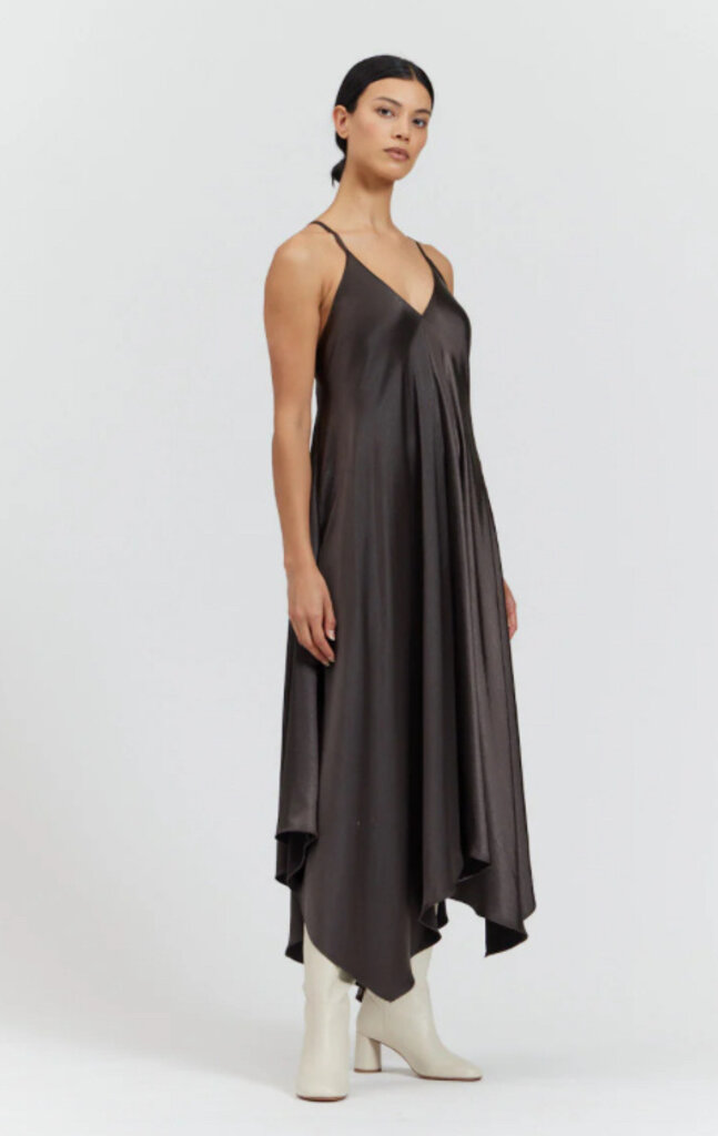 HANDKERCHIEF HEM SATIN DRESS - The Fred Shop