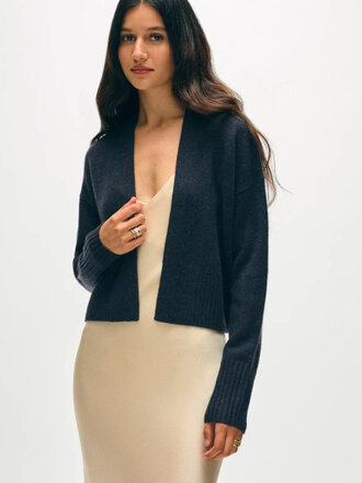 WHITE + WARREN CASHMERE OPEN FRONT CARDIGAN WHITE + WARREN CASHMERE OPEN FRONT CARDIGAN