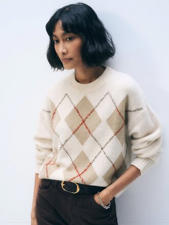 WHITE + WARREN CASHMERE ARGYLE CREW WHITE + WARREN CASHMERE ARGYLE CREW