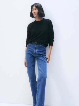 WHITE + WARREN CASHMERE RIB TRIM CREWNECK WHITE + WARREN CASHMERE RIB TRIM CREWNECK