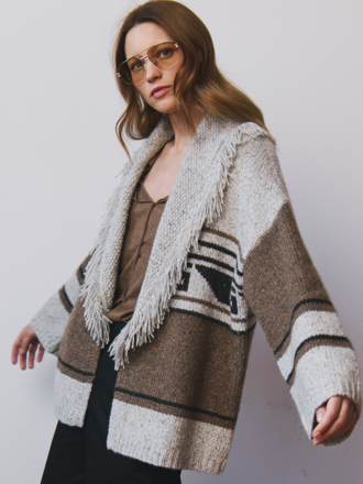 AUTUMN CASHMERE SOUTHWEST FRINGED SHAWL COLLAR AUTUMN CASHMERE SOUTHWEST FRINGED SHAWL COLLAR