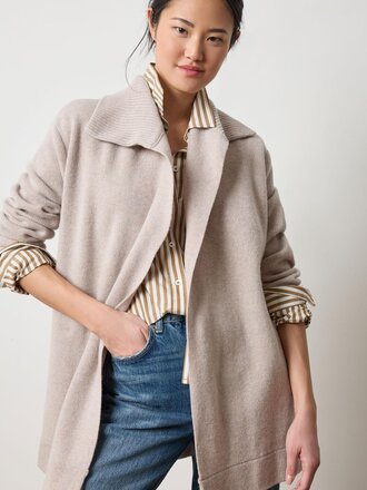 LILLA P NOTCH COLLAR OPEN CARDI