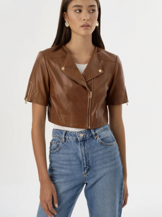 LA MARQUE KIRSI CROPPED LEATHER JACKET LA MARQUE KIRSI CROPPED LEATHER JACKET