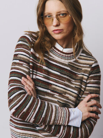 AUTUMN CASHMERE BROKEN STRIPE CREW