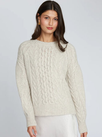 AUTUMN CASHMERE FISHMERMAN CABLE SLEEVE W PLEAT