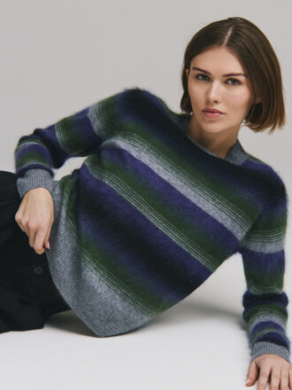 AUTUMN CASHMERE BRUSHED OMBRE STRIPED CREW