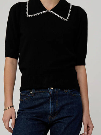 AUTUMN CASHMERE PETER PAN COLLAR W/ RHINESTONE