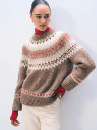 WHITE + WARREN ALPACA BLEN FAIRISLE CREWNECK