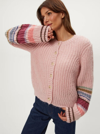 MICHAEL STARS LUMI STRIPED CREW CARDI