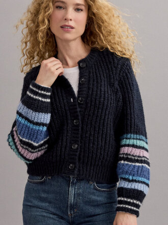 MICHAEL STARS LUMI STRIPED CREW CARDI