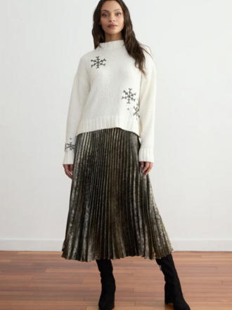 MARGARET O'LEARY METALLIC PLEATED SKIRT