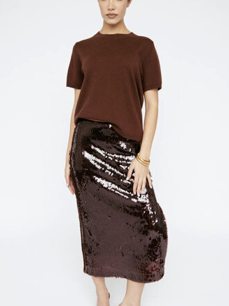 AMANDA MARIA SEQUIN MIDI SKIRT