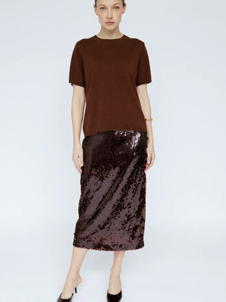 AMANDA MARIA SEQUIN MIDI SKIRT