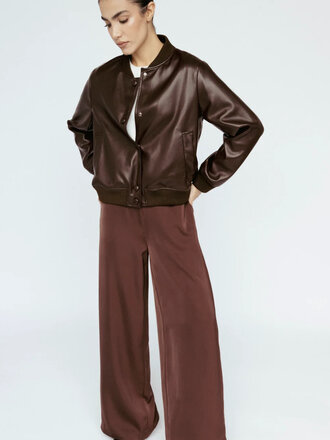 AMANDA MARIA IMPOSSIBLY SOFT VEGAN LEATHER BOMBER JACKET