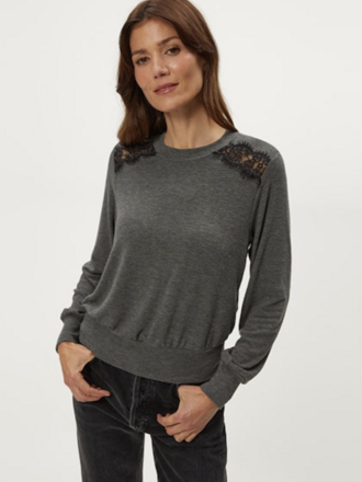 MICHAEL STARS ESTHER PULLOVER W/ LACE TRIM