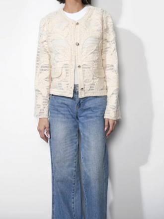 GREYLIN SUTTON OPEN CROCHET CARDIGAN