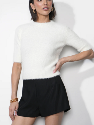 GREYLIN ODETTE FUZZY ELBOW SLEEVE KNIT TOP