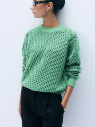 WHITE + WARREN CASHMERE MESH SWEATSHIRT