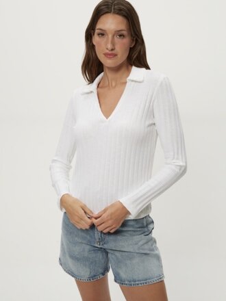 MICHAEL STARS LIYAH L/S COLLARED TOP