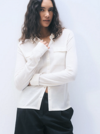 WHITE + WARREN SUPERFINE MERINO WOOL SHIRT