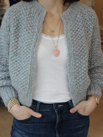 MAIAMI CHUNKY ALPACA PEARL PATTERN SHORT CARDIGAN