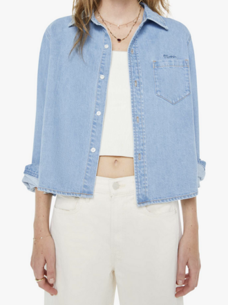 MOTHER THE HONOR ROLL DENIM TOP