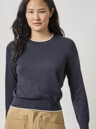 LILLA P Picot Edge Crewneck Sweater